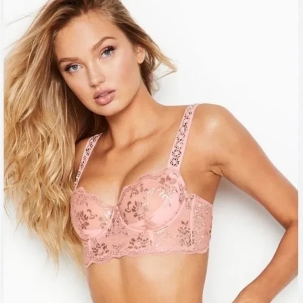 Victoria's Secret Dream Angels Bra Pink Gold Shimmer and sequins 32B
